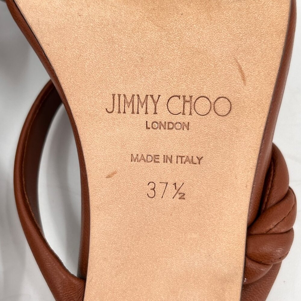 Jimmy Choo Brown Leather Braided Strap Heeled Sandals - Picture 16 of 16